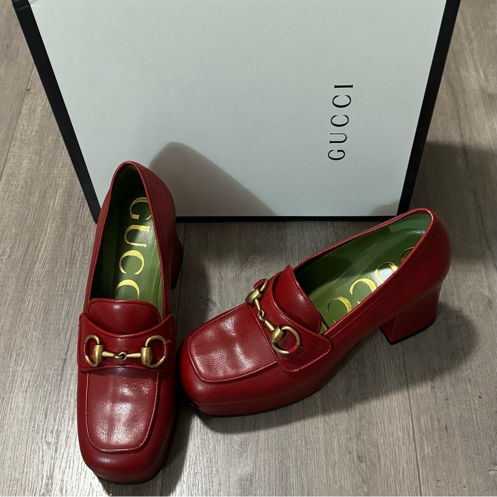 Gucci Red Platform Loafers 35